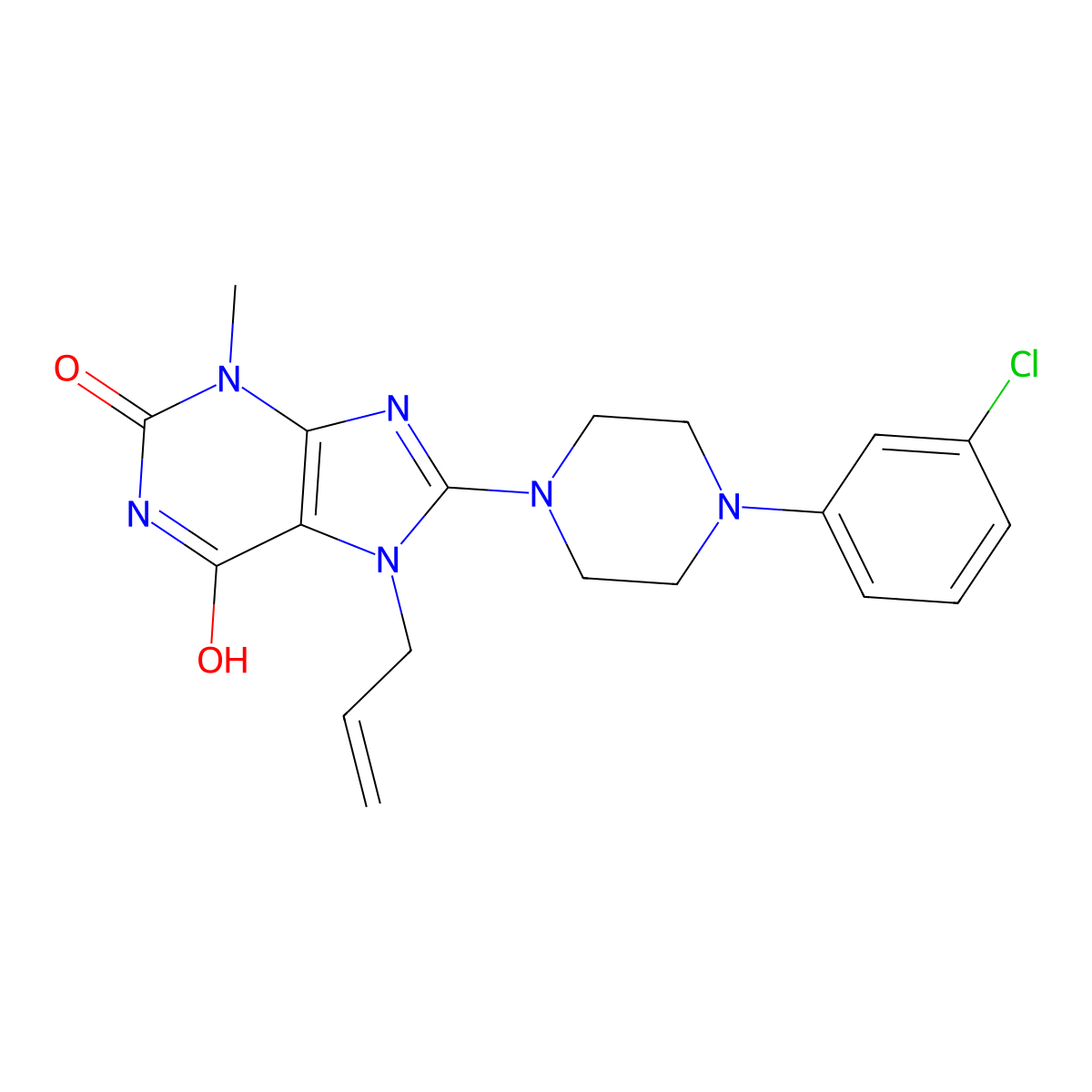 8-[4-(3-Chlorophenyl)piperazin-1-yl]-3-methyl-7-prop-2-enylpurine-2,6-dione molecular structure, CAS 578762-93-3