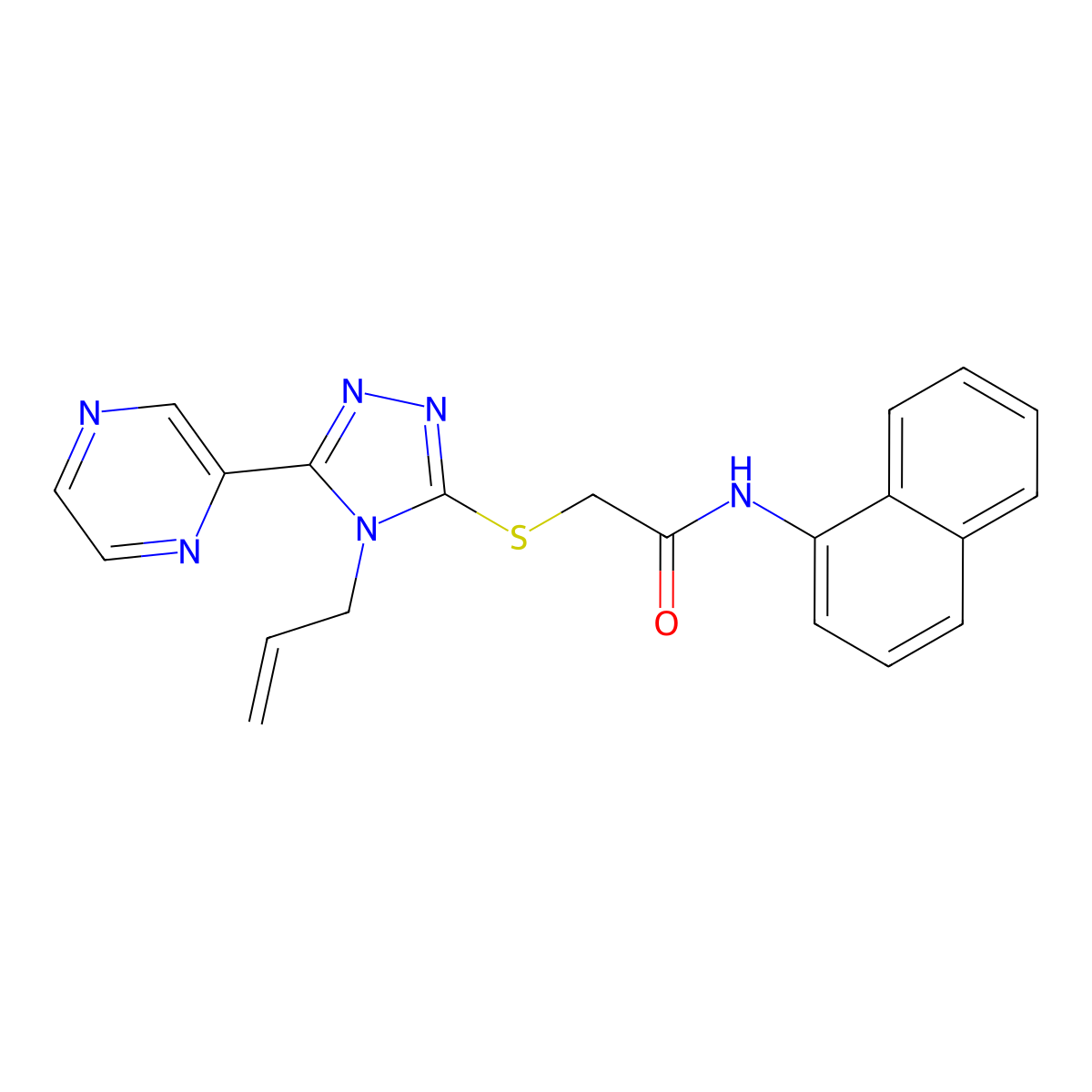 N-(naphthalen-1-yl)-2-{[4-(prop-2-en-1-yl)-5-(pyrazin-2-yl)-4H-1,2,4-triazol-3-yl]sulfanyl}acetamide molecular structure, CAS 578762-95-5
