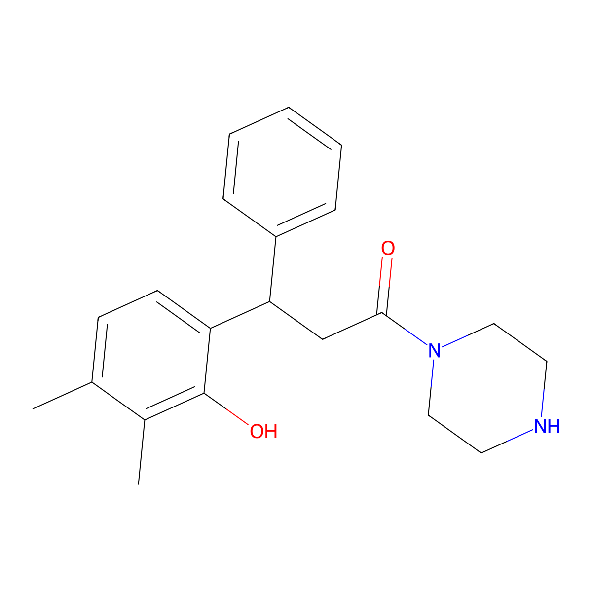 3-(2-Hydroxy-3,4-dimethylphenyl)-3-phenyl-1-piperazin-1-ylpropan-1-one molecular structure, CAS 578763-03-8