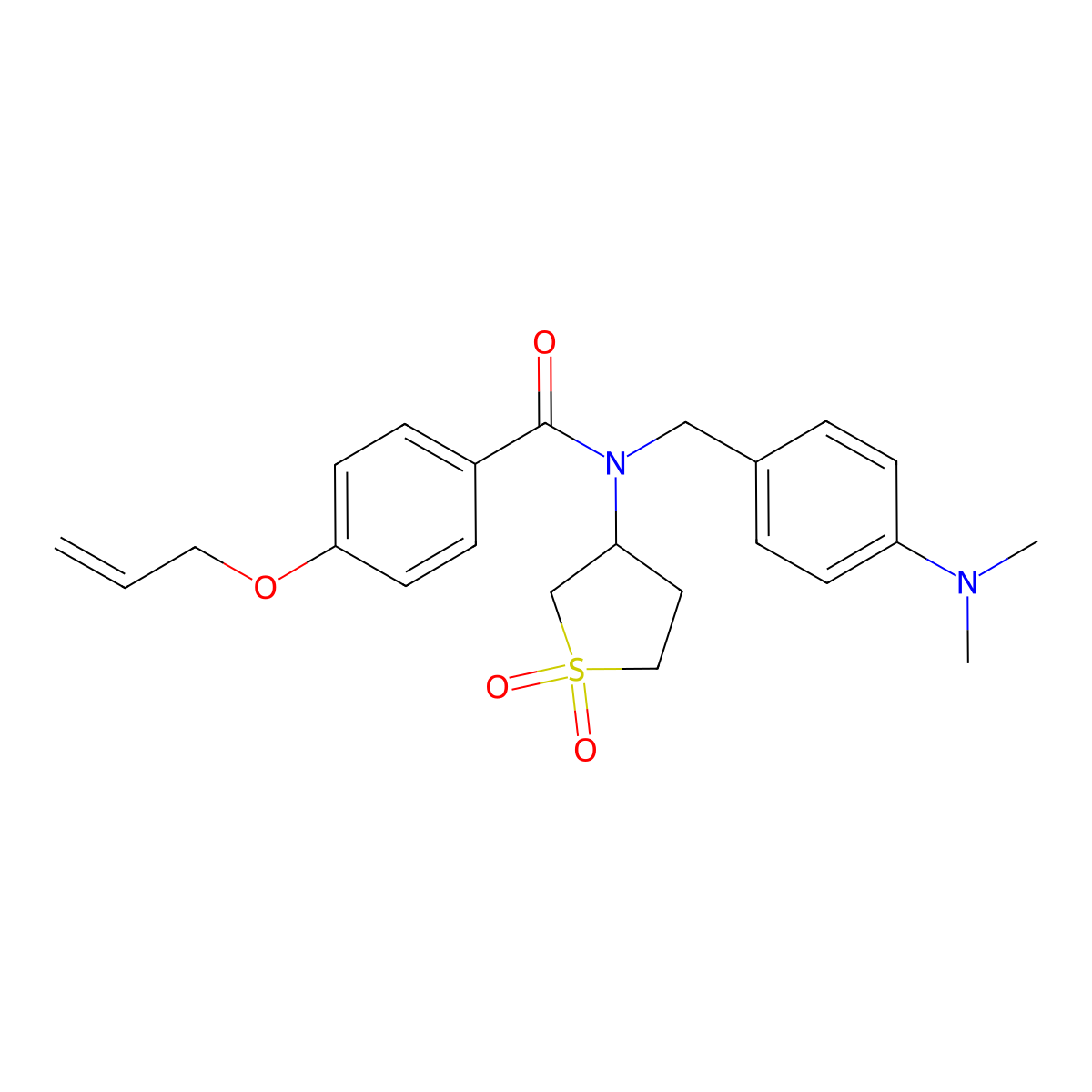 N-[4-(dimethylamino)benzyl]-N-(1,1-dioxidotetrahydrothiophen-3-yl)-4-(prop-2-en-1-yloxy)benzamide molecular structure, CAS 578763-07-2