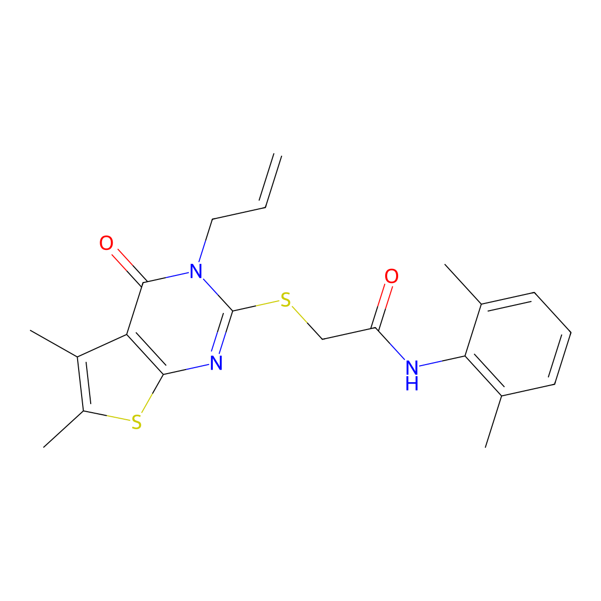 2-{[5,6-dimethyl-4-oxo-3-(prop-2-en-1-yl)-3,4-dihydrothieno[2,3-d]pyrimidin-2-yl]sulfanyl}-N-(2,6-dimethylphenyl)acetamide molecular structure, CAS 578763-18-5