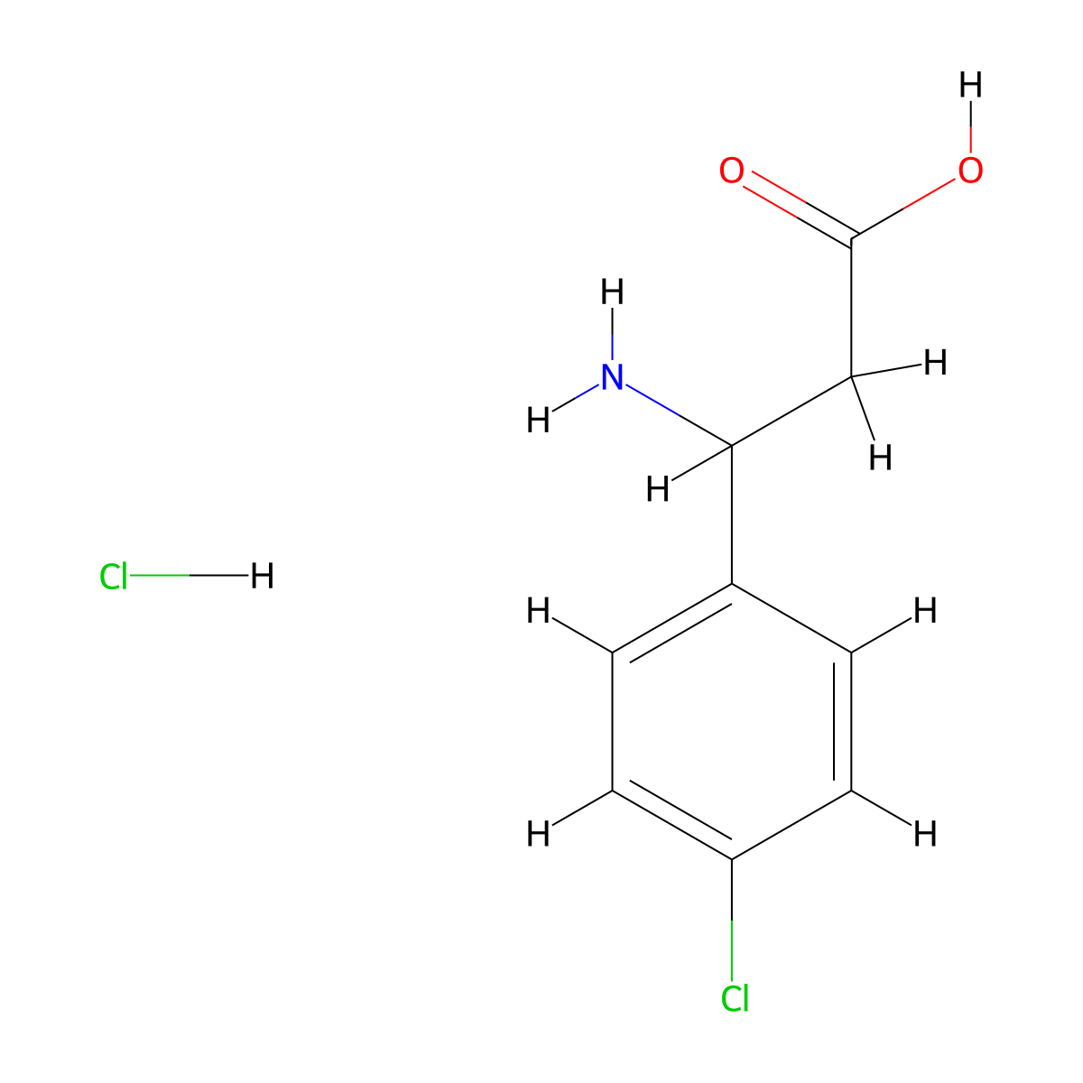 3-amino-3-(4-chlorophenyl)propanoic Acid Hydrochloride molecular structure, CAS 5788-23-8