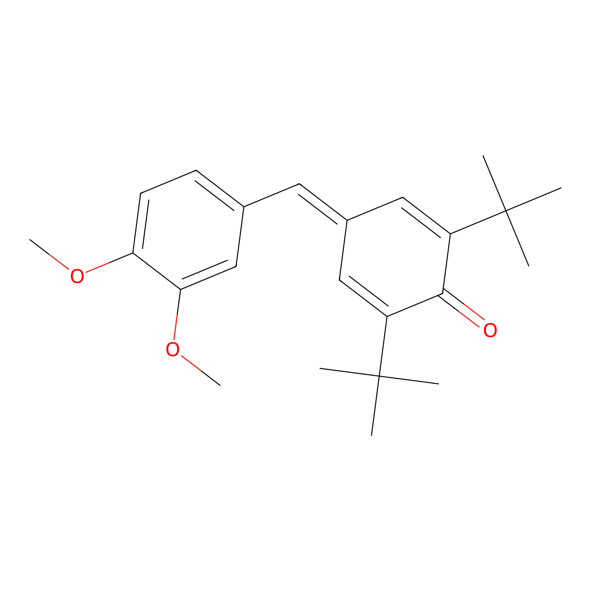 2,6-Di-tert-butyl-4-(3,4-dimethoxybenzylidene)-2,5-cyclohexadien-1-one molecular structure, CAS 5788-31-8