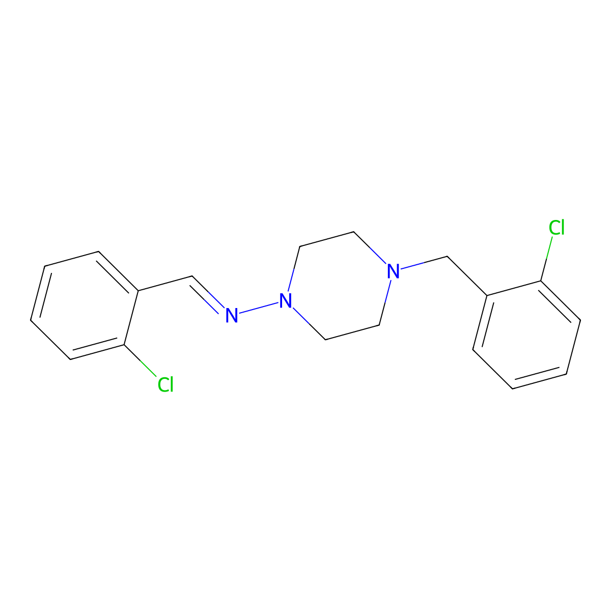 1-(2-Chlorophenyl)-N-{4-[(2-chlorophenyl)methyl]piperazin-1-YL}methanimine molecular structure, CAS 5788-37-4