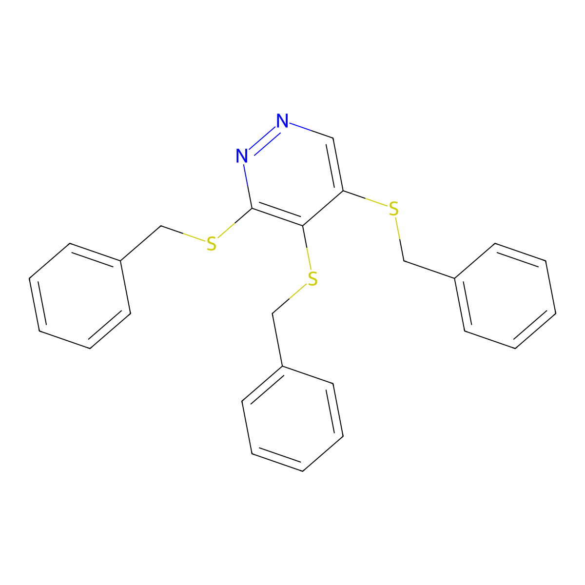3,4,5-Tris(benzylsulfanyl)pyridazine molecular structure, CAS 5788-56-7