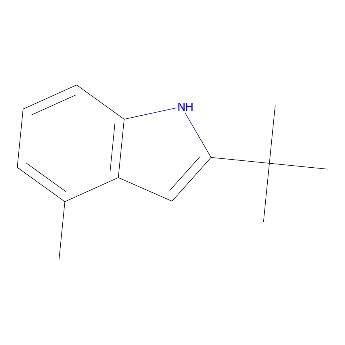 2-tert-butyl-4-Methyl-1H-indole molecular structure, CAS 57880-12-3