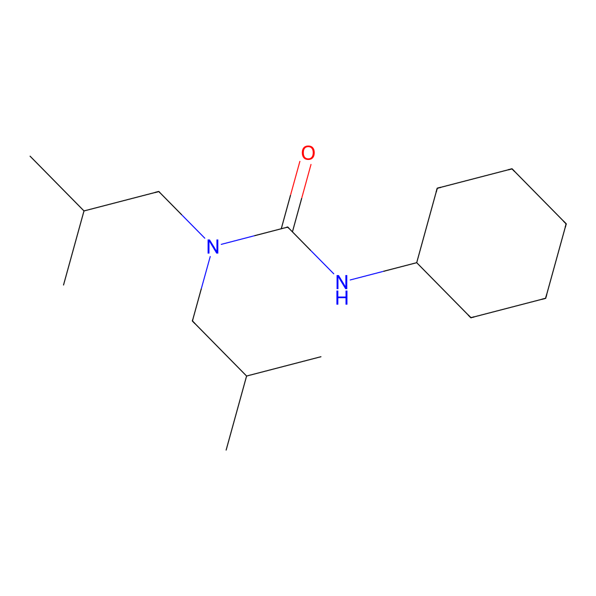 3-Cyclohexyl-1,1-diisobutylurea molecular structure, CAS 57883-90-6