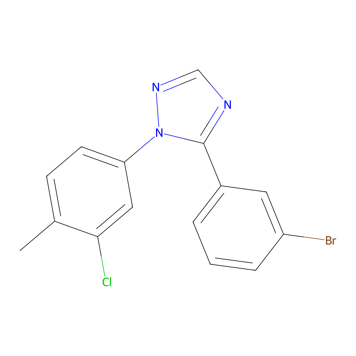 5-(3-Bromophenyl)-1-(3-chloro-4-methylphenyl)-1,2,4-triazole molecular structure, CAS 5789-75-3