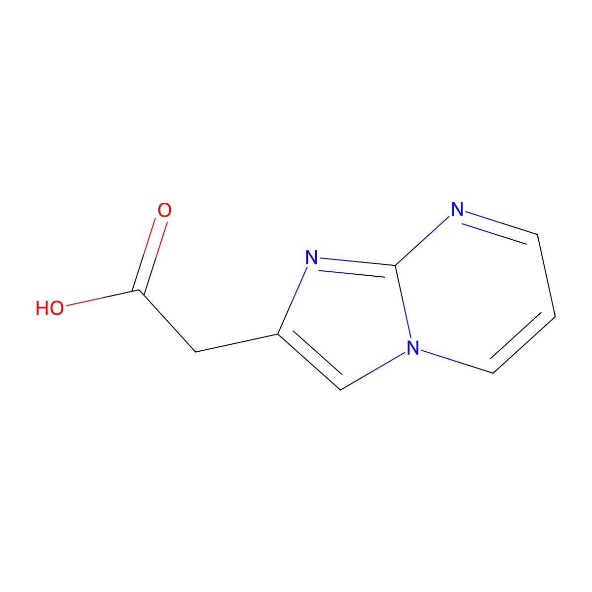Imidazo(1,2-a)pyrimidine-2-acetic acid molecular structure, CAS 57892-73-6