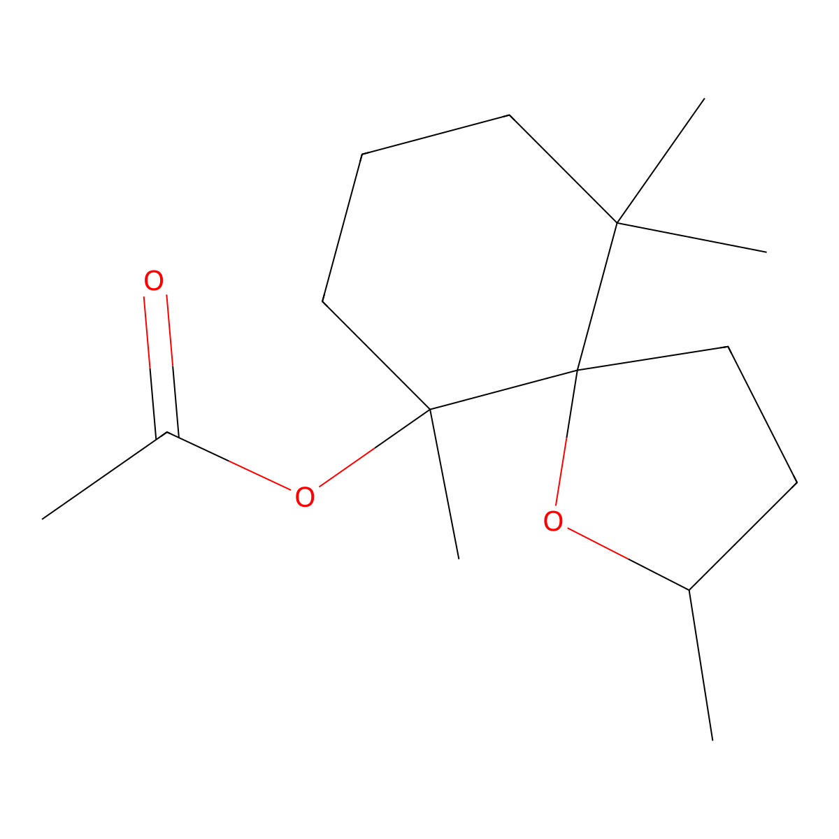 1-Oxaspiro[4.5]decan-6-ol, 2,6,10,10-tetramethyl-, 6-acetate molecular structure, CAS 57893-27-3