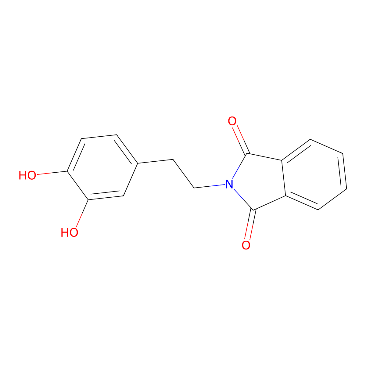 2-[2-(3,4-dihydroxyphenyl)ethyl]-2,3-dihydro-1H-isoindole-1,3-dione molecular structure, CAS 57894-18-5