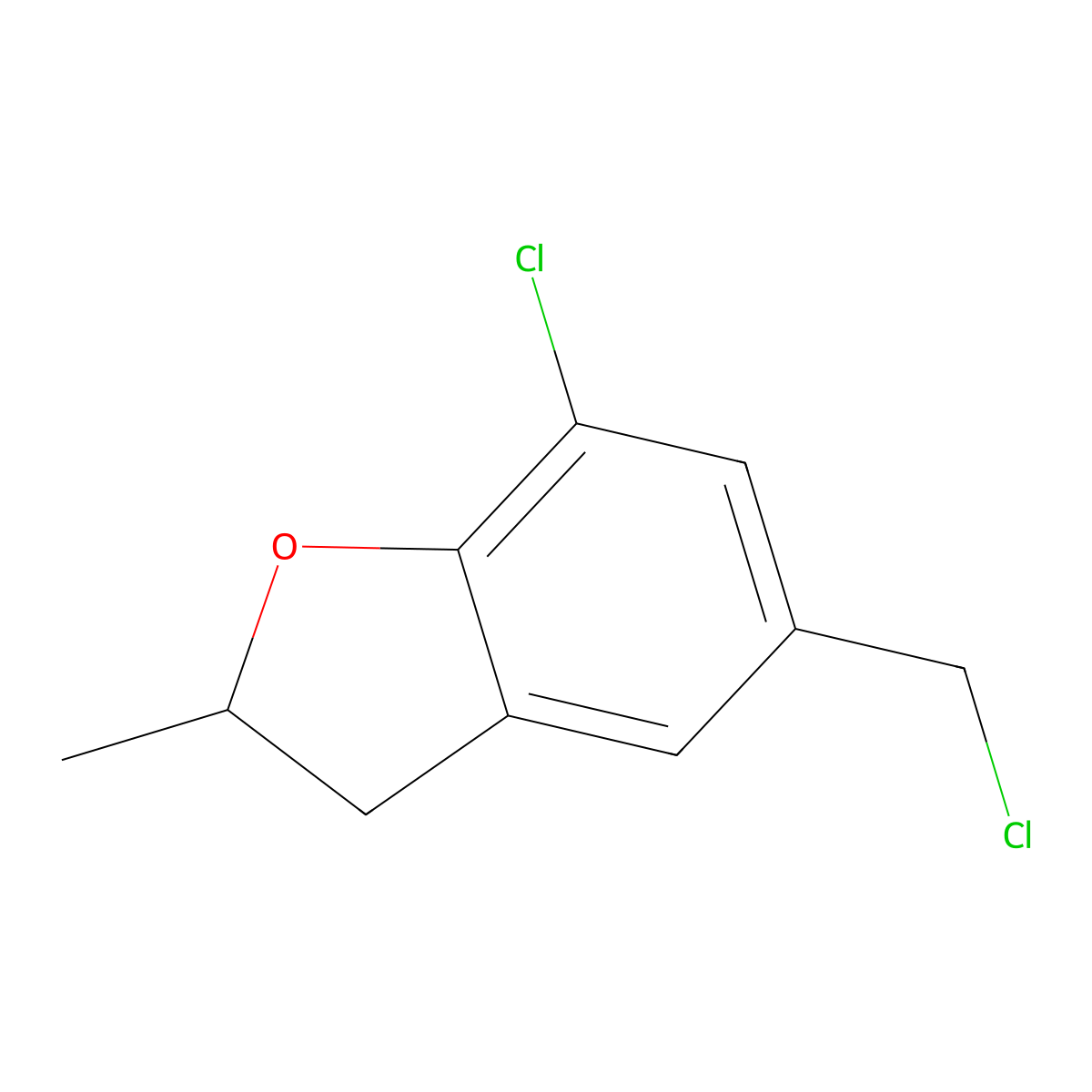 7-Chloro-5-(chloromethyl)-2-methyl-2,3-dihydro-1-benzofuran molecular structure, CAS 57899-14-6