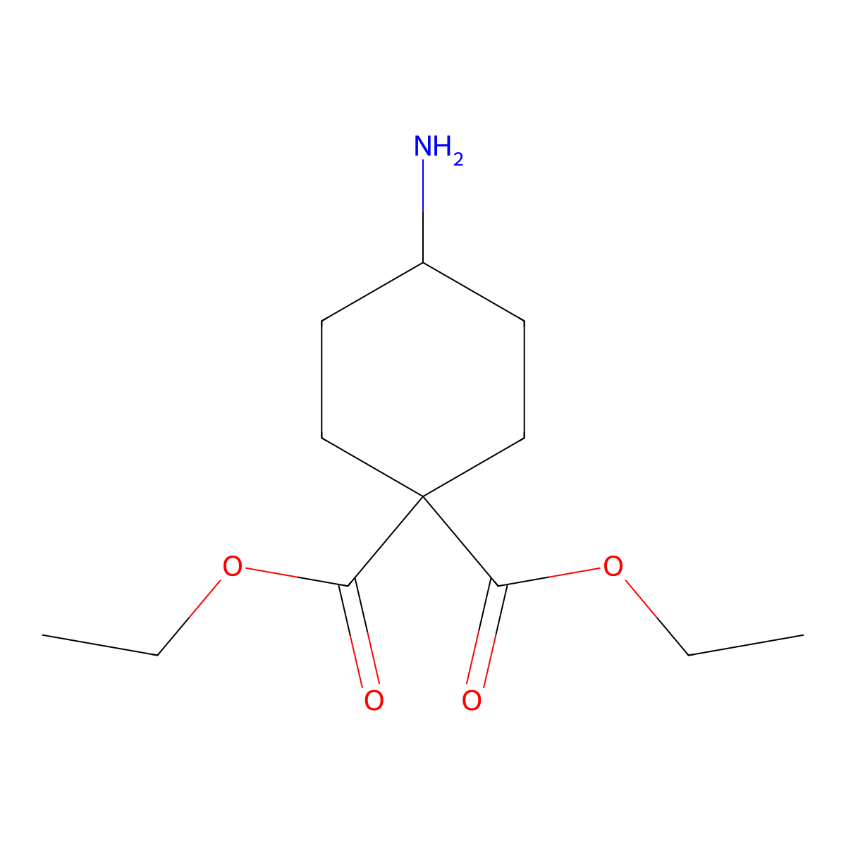 Diethyl 4-aminocyclohexane-1,1-dicarboxylate molecular structure, CAS 57899-68-0