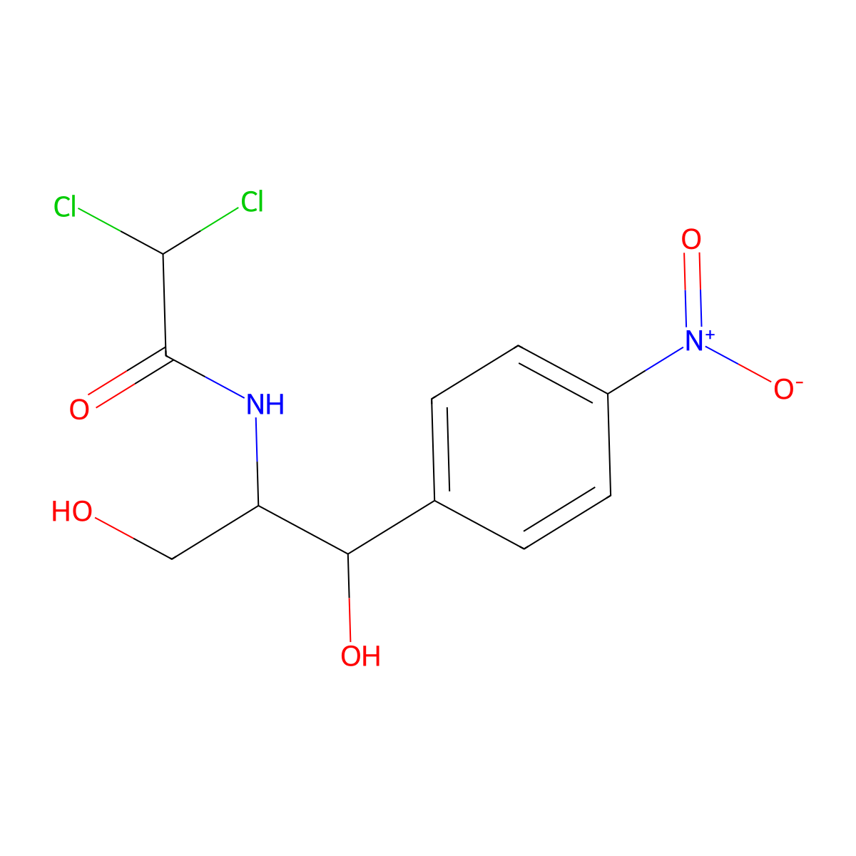 2,2-dichloro-N-(1,3-dihydroxy-1-(4-nitrophenyl)propan-2-yl)acetamide molecular structure, CAS 579-51-1