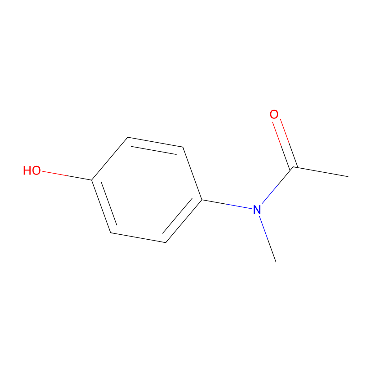 N-(4-hydroxyphenyl)-N-methylacetamide molecular structure, CAS 579-58-8