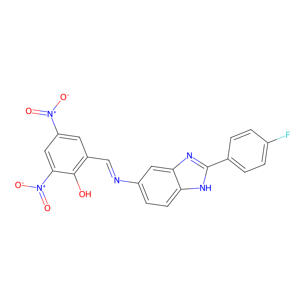 6-({[2-(4-Fluorophenyl)-1H-benzimidazol-6-yl]amino}methylidene)-2,4-dinitrocyclohexa-2,4-dien-1-one molecular structure, CAS 5790-02-3