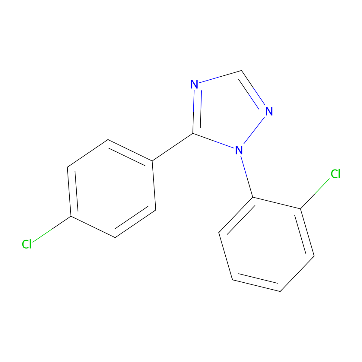 1-(2-Chlorophenyl)-5-(4-chlorophenyl)-1,2,4-triazole molecular structure, CAS 5790-13-6