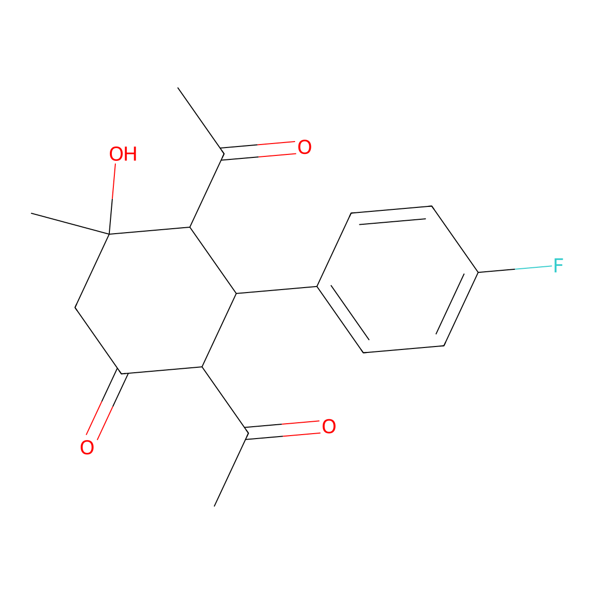 2,4-Diacetyl-3-(4-fluorophenyl)-5-hydroxy-5-methylcyclohexan-1-one molecular structure, CAS 5790-26-1