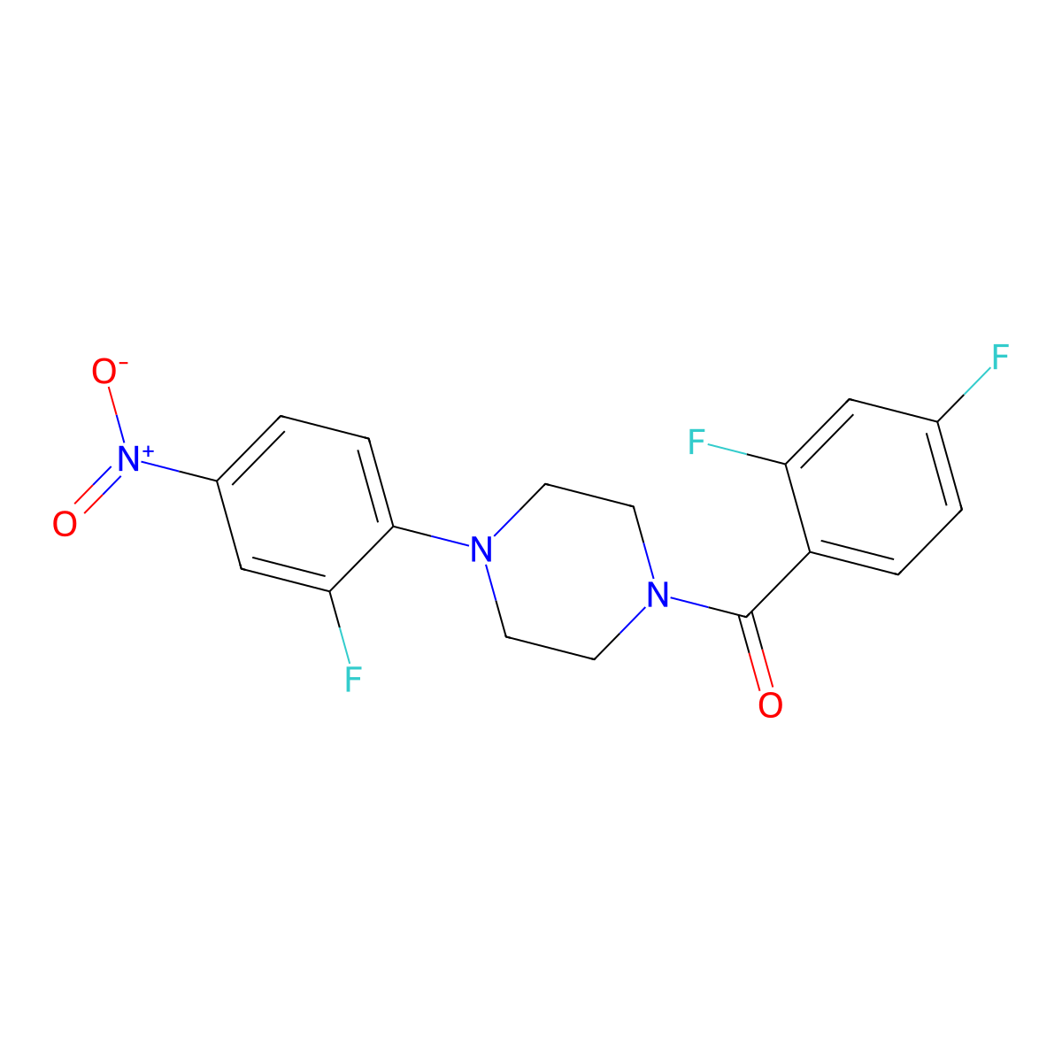 (2,4-Difluorophenyl)[4-(2-fluoro-4-nitrophenyl)piperazin-1-yl]methanone molecular structure, CAS 5790-50-1