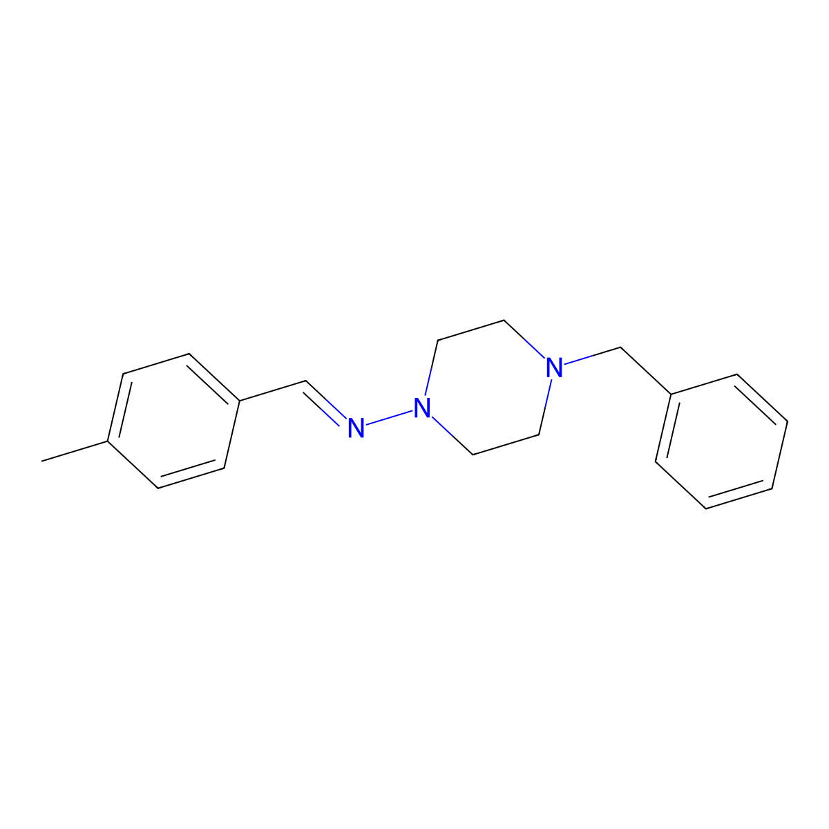 N-(4-benzylpiperazin-1-yl)-1-(4-methylphenyl)methanimine molecular structure, CAS 5790-58-9