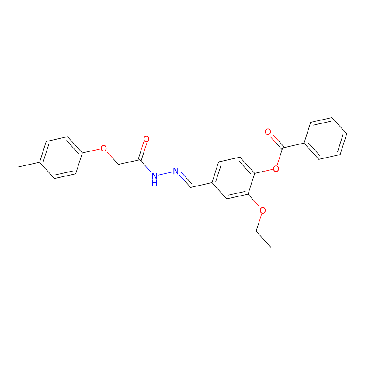 [2-Ethoxy-4-[[[2-(4-methylphenoxy)acetyl]hydrazinylidene]methyl]phenyl] benzoate molecular structure, CAS 5790-63-6
