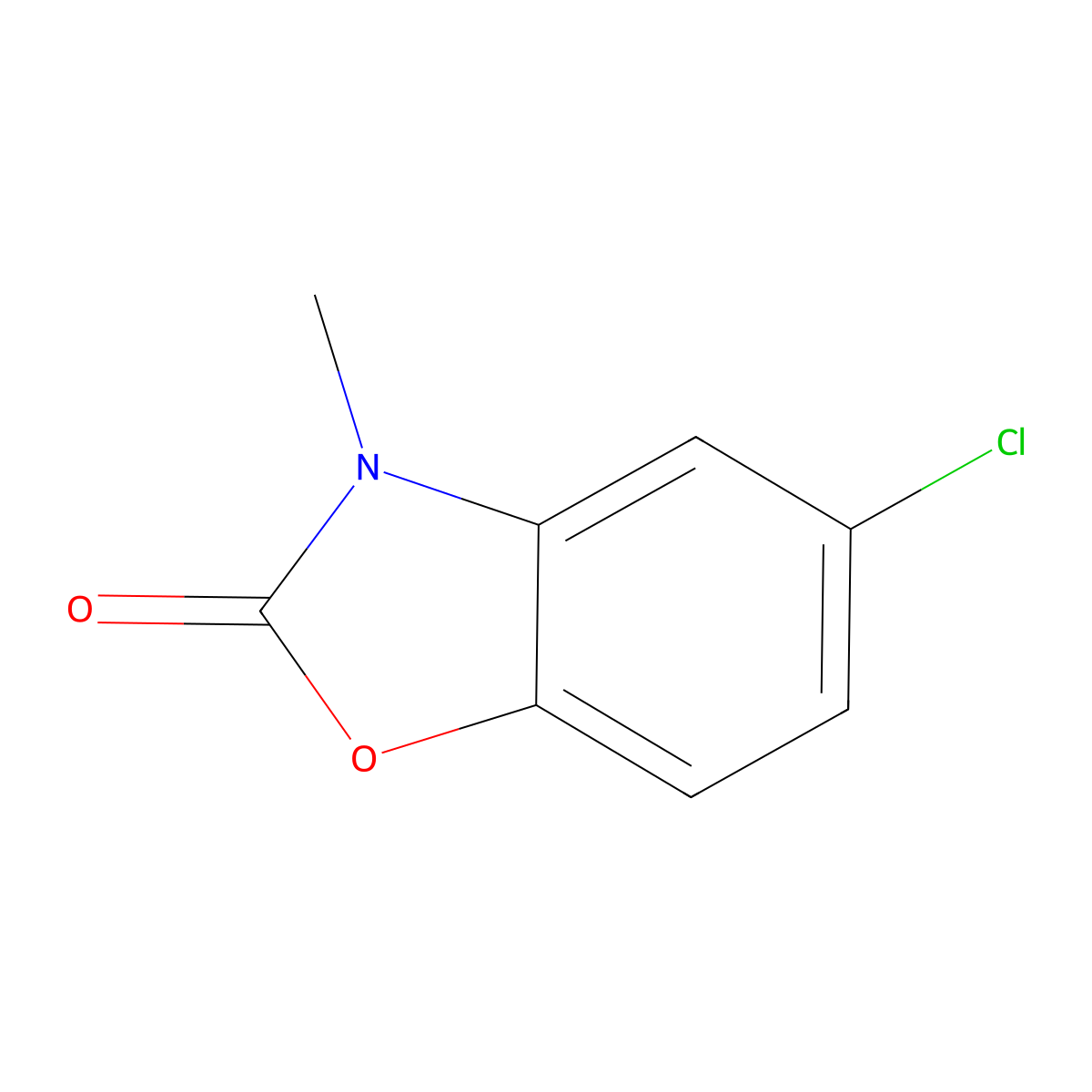 2-Benzoxazolinone, 5-chloro-3-methyl- molecular structure, CAS 5790-90-9