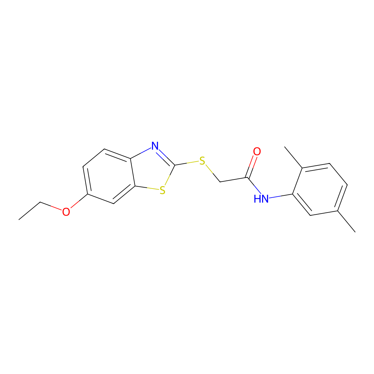 N-(2,5-dimethylphenyl)-2-[(6-ethoxy-1,3-benzothiazol-2-yl)sulfanyl]acetamide molecular structure, CAS 5791-03-7