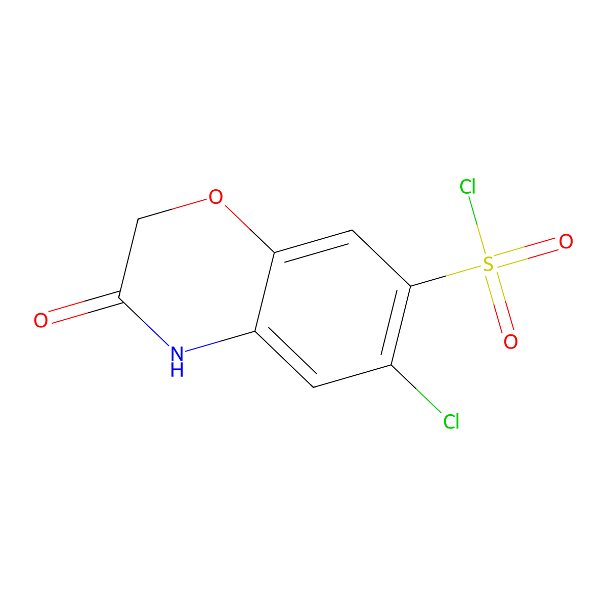6-chloro-3-oxo-3,4-dihydro-2H-1,4-benzoxazine-7-sulfonyl chloride molecular structure, CAS 5791-09-3