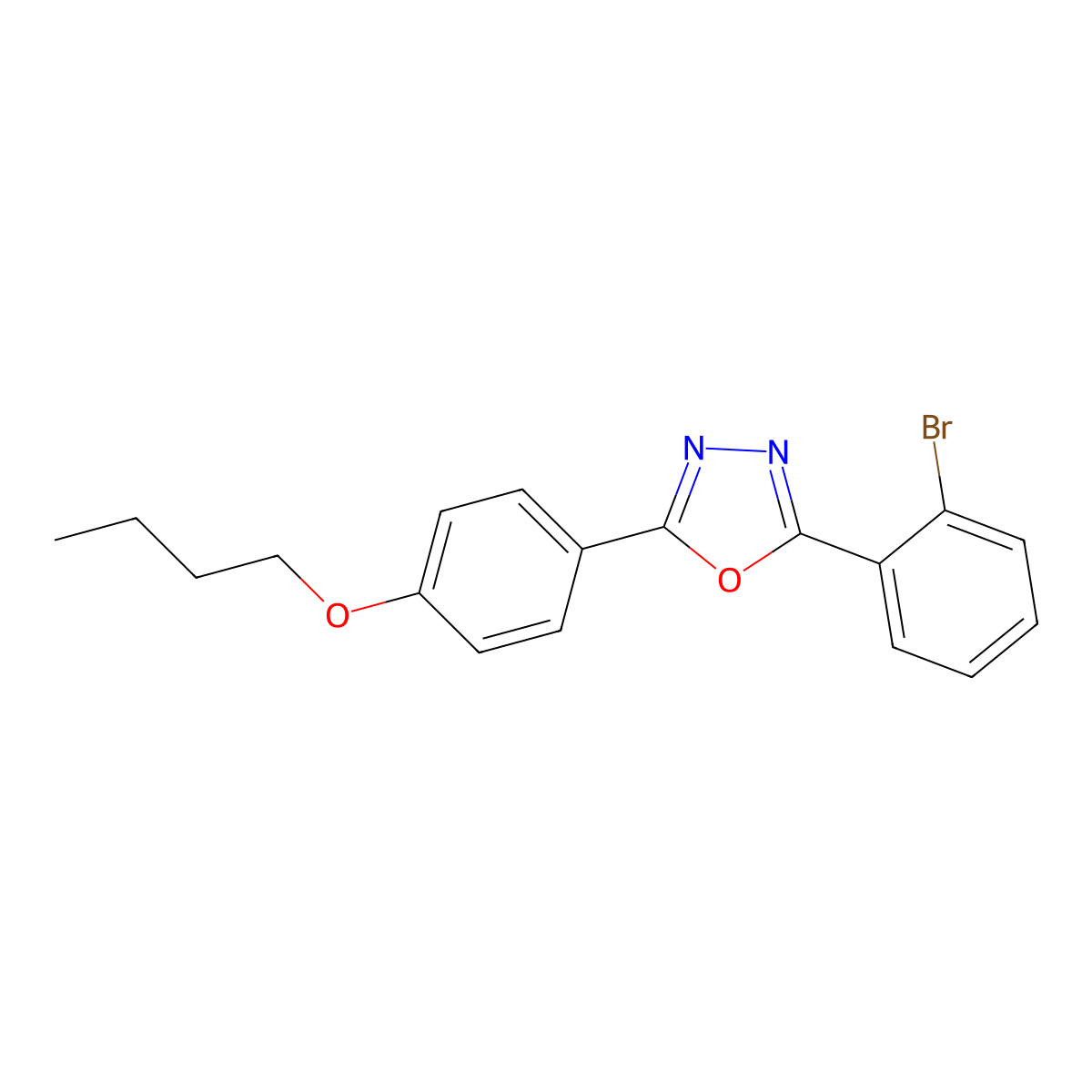 2-(2-Bromophenyl)-5-(4-butoxyphenyl)-1,3,4-oxadiazole molecular structure, CAS 5791-10-6