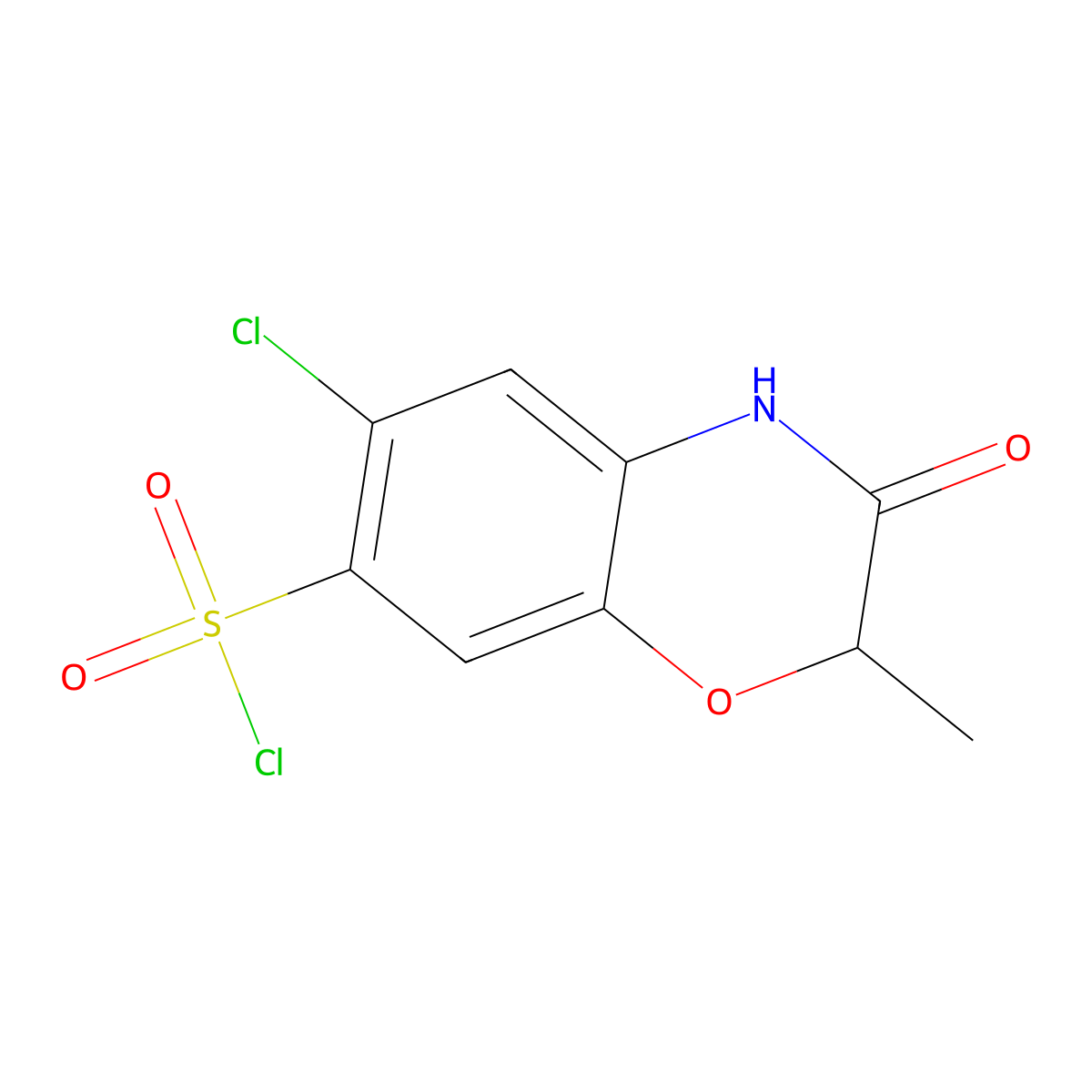 6-Chloro-2-methyl-3-oxo-4H-1,4-benzoxazine-7-sulfonyl chloride molecular structure, CAS 5791-15-1