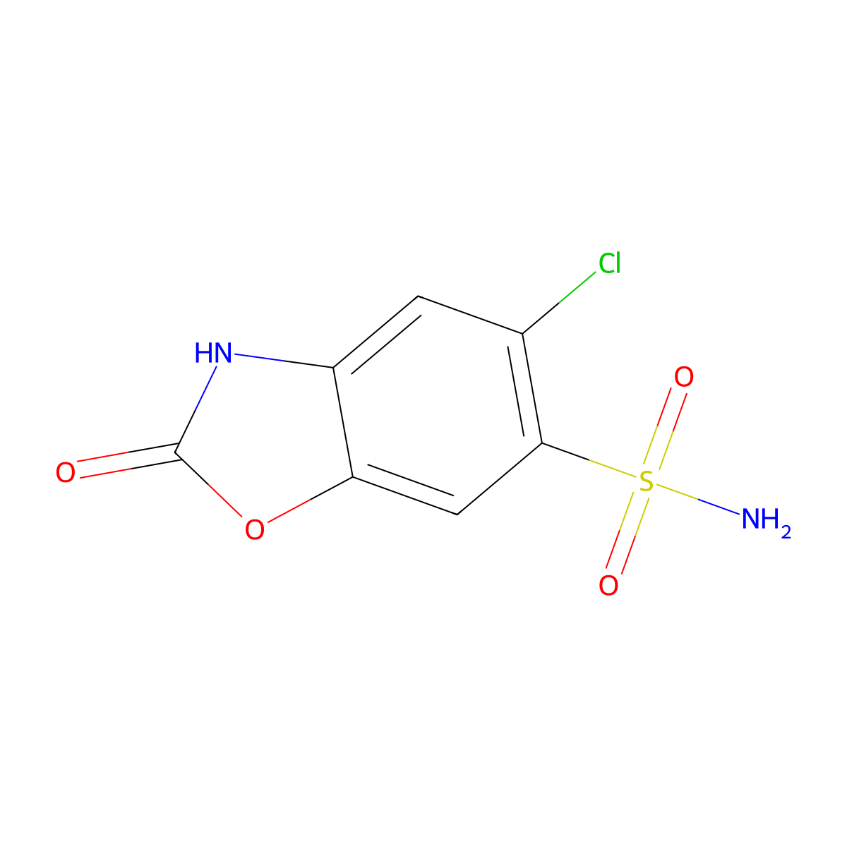 5-Chloro-2,3-dihydro-2-oxobenzoxazole-6-sulphonamide molecular structure, CAS 5791-18-4