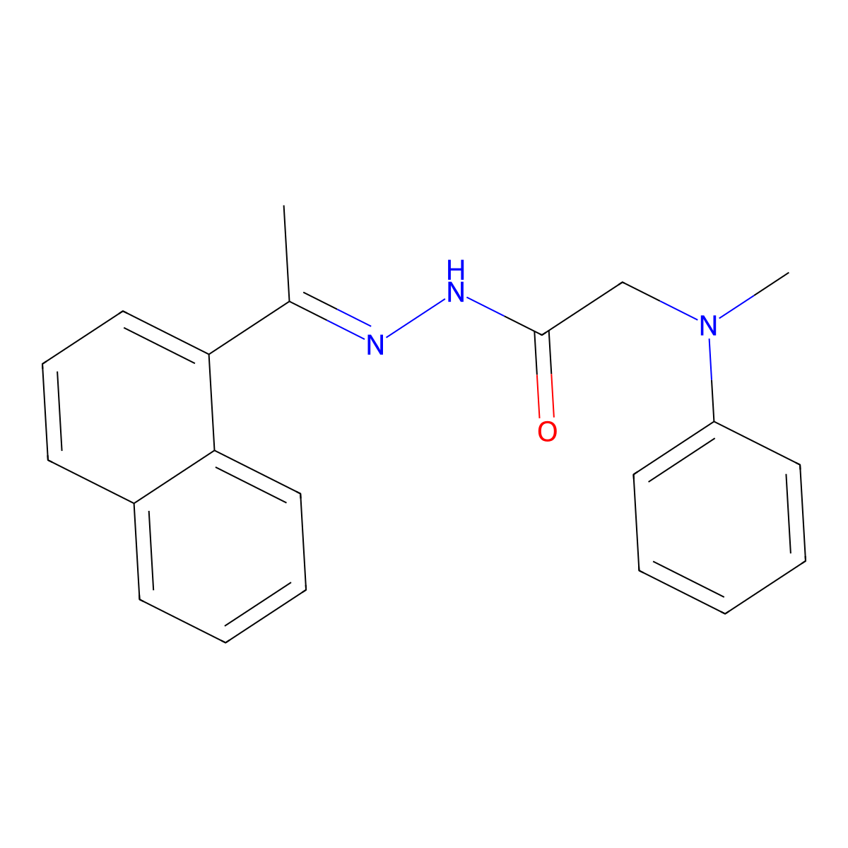2-[Methyl(phenyl)amino]-N-[1-(naphthalen-1-yl)ethylidene]ethanehydrazonic acid molecular structure, CAS 5791-39-9