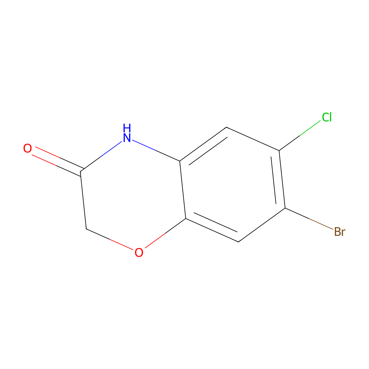 7-bromo-6-chloro-3,4-dihydro-2H-1,4-benzoxazin-3-one molecular structure, CAS 5791-56-0