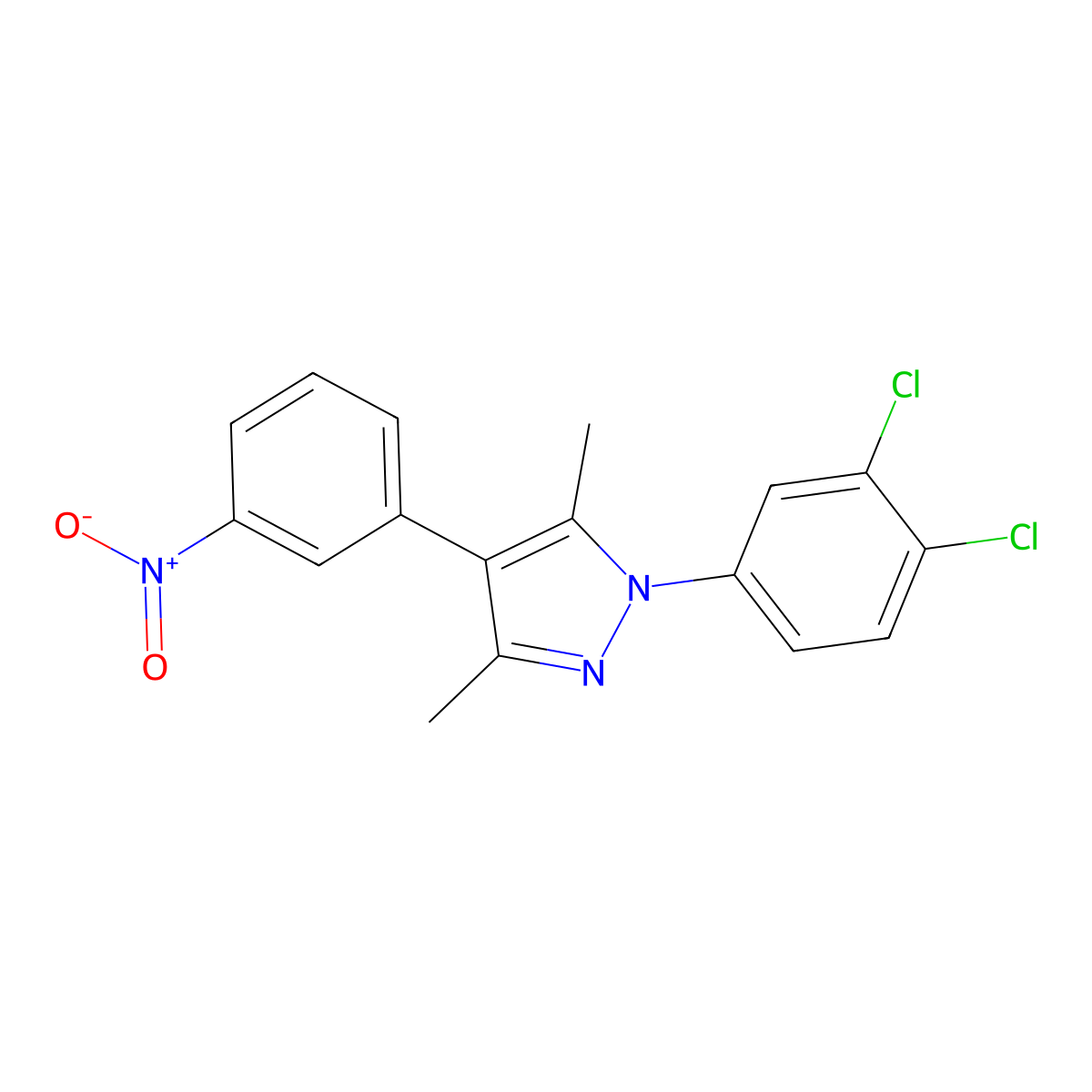 1-(3,4-Dichlorophenyl)-3,5-dimethyl-4-(3-nitrophenyl)pyrazole molecular structure, CAS 5791-70-8