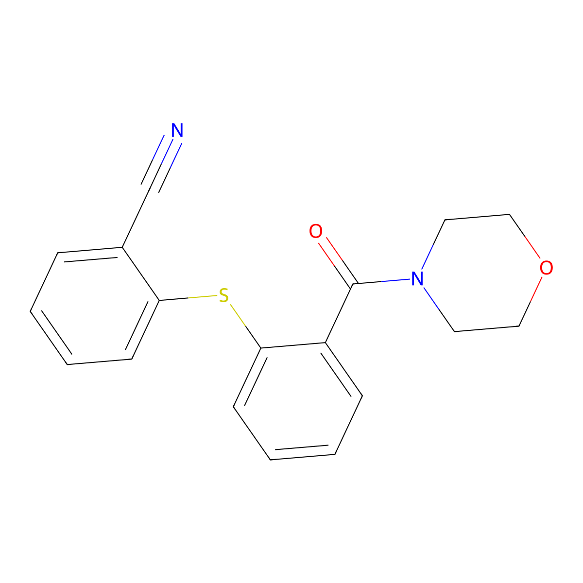 2-[2-(Morpholine-4-carbonyl)phenyl]sulfanylbenzonitrile molecular structure, CAS 5791-76-4