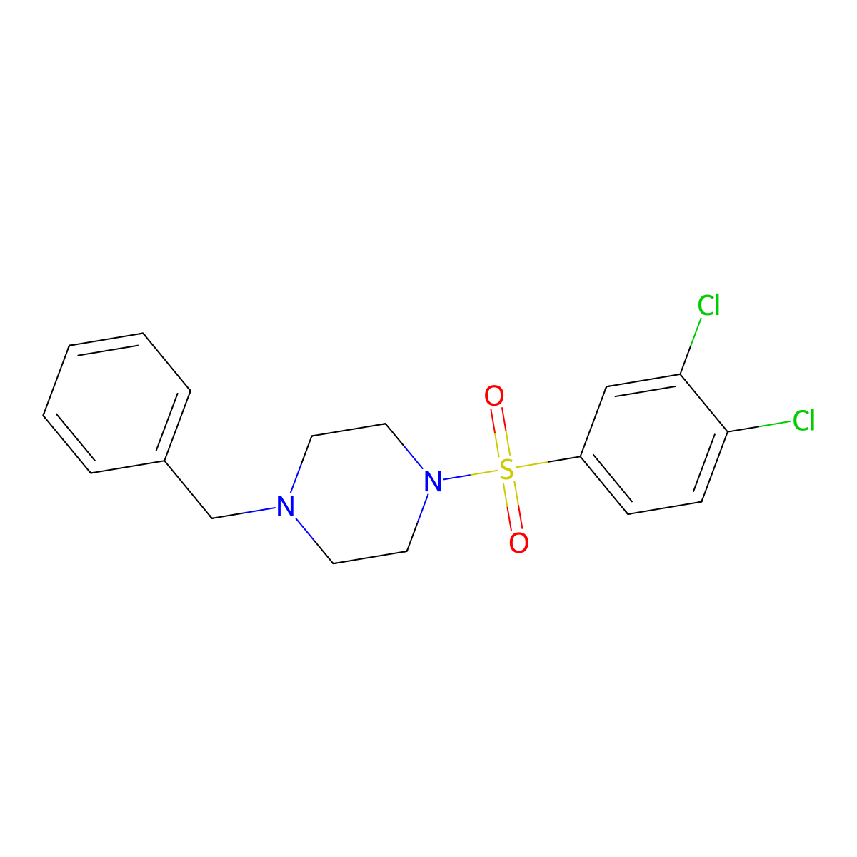 1-Benzyl-4-(3,4-dichlorophenyl)sulfonylpiperazine molecular structure, CAS 5791-79-7