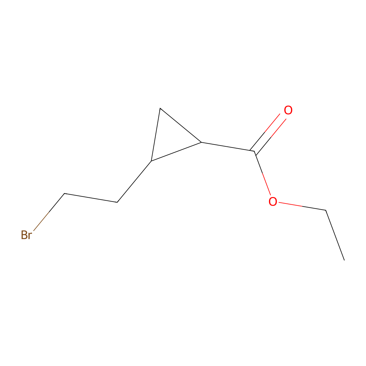 Cyclopropanecarboxylic acid, 2-(2-bromoethyl)-, ethyl ester, trans- molecular structure, CAS 57911-22-5