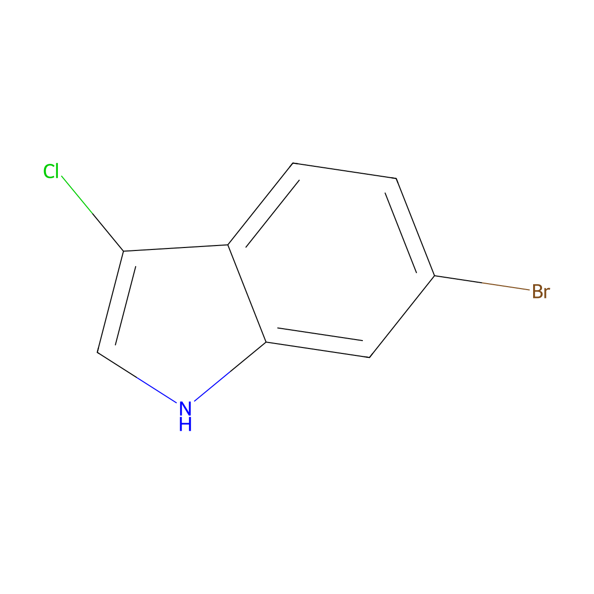6-bromo-3-chloro-1H-indole molecular structure, CAS 57916-08-2