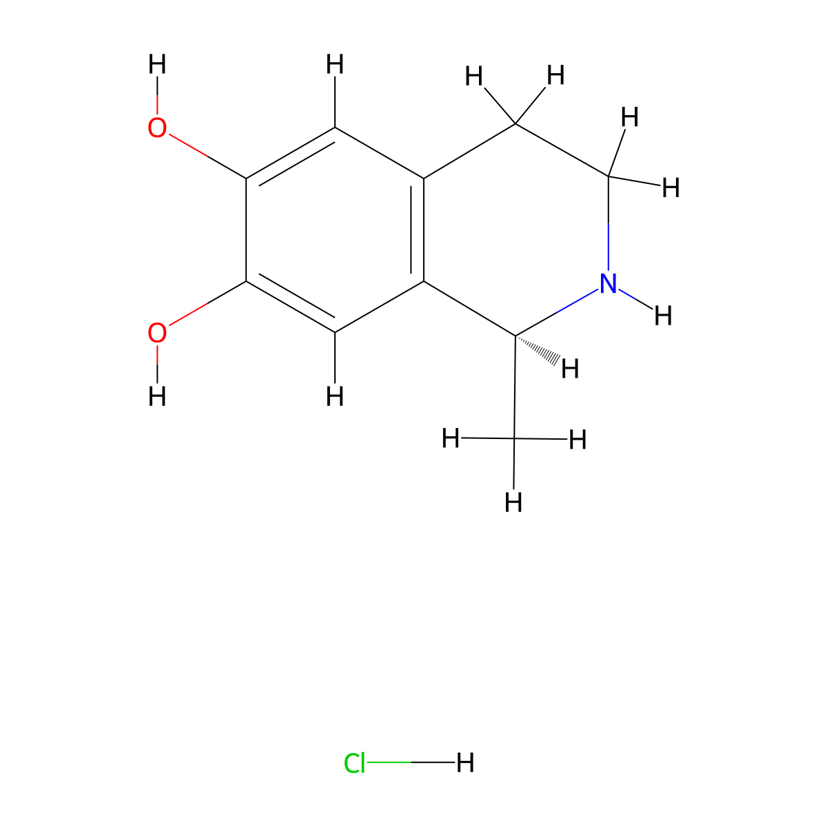 Salsolinol hydrochloride molecular structure, CAS 57916-10-6