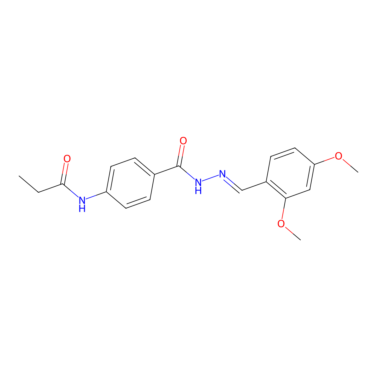 N-[(2,4-dimethoxyphenyl)methylideneamino]-4-(propanoylamino)benzamide molecular structure, CAS 5792-23-4