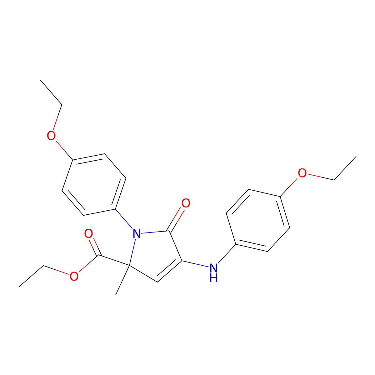 Ethyl 4-(4-ethoxyanilino)-1-(4-ethoxyphenyl)-2-methyl-5-oxo-2,5-dihydro-1H-pyrrole-2-carboxylate molecular structure, CAS 5792-33-6