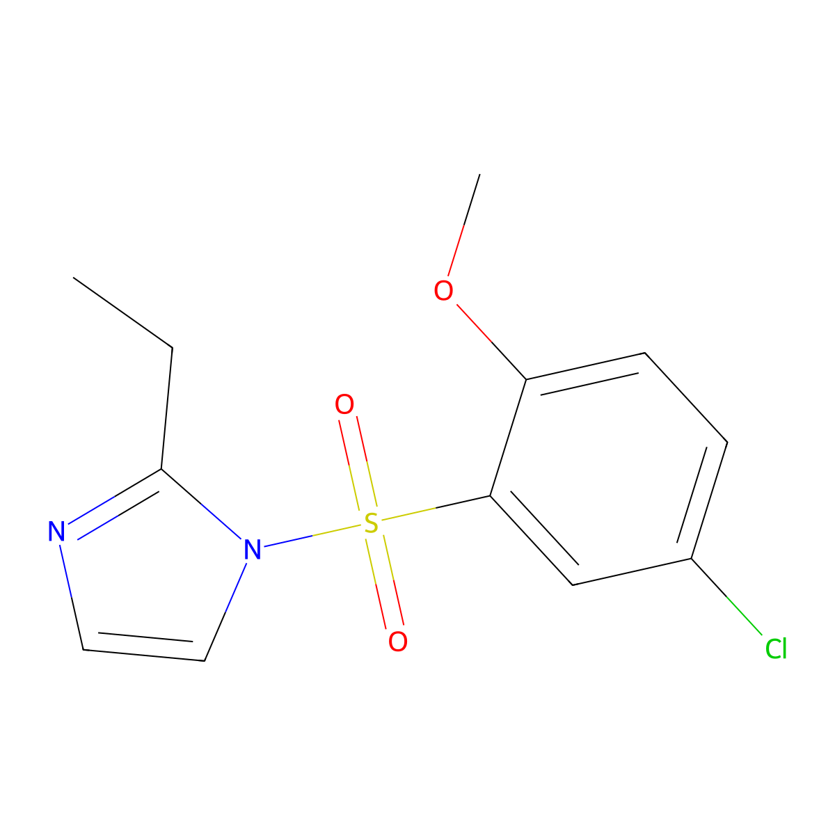 1-(5-Chloro-2-methoxy-benzenesulfonyl)-2-ethyl-1H-imidazole molecular structure, CAS 5792-44-9