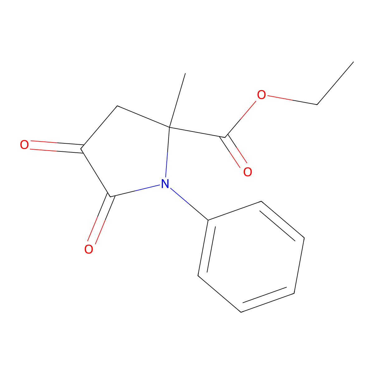Ethyl 2-methyl-4,5-dioxo-1-phenylprolinate molecular structure, CAS 5792-78-9