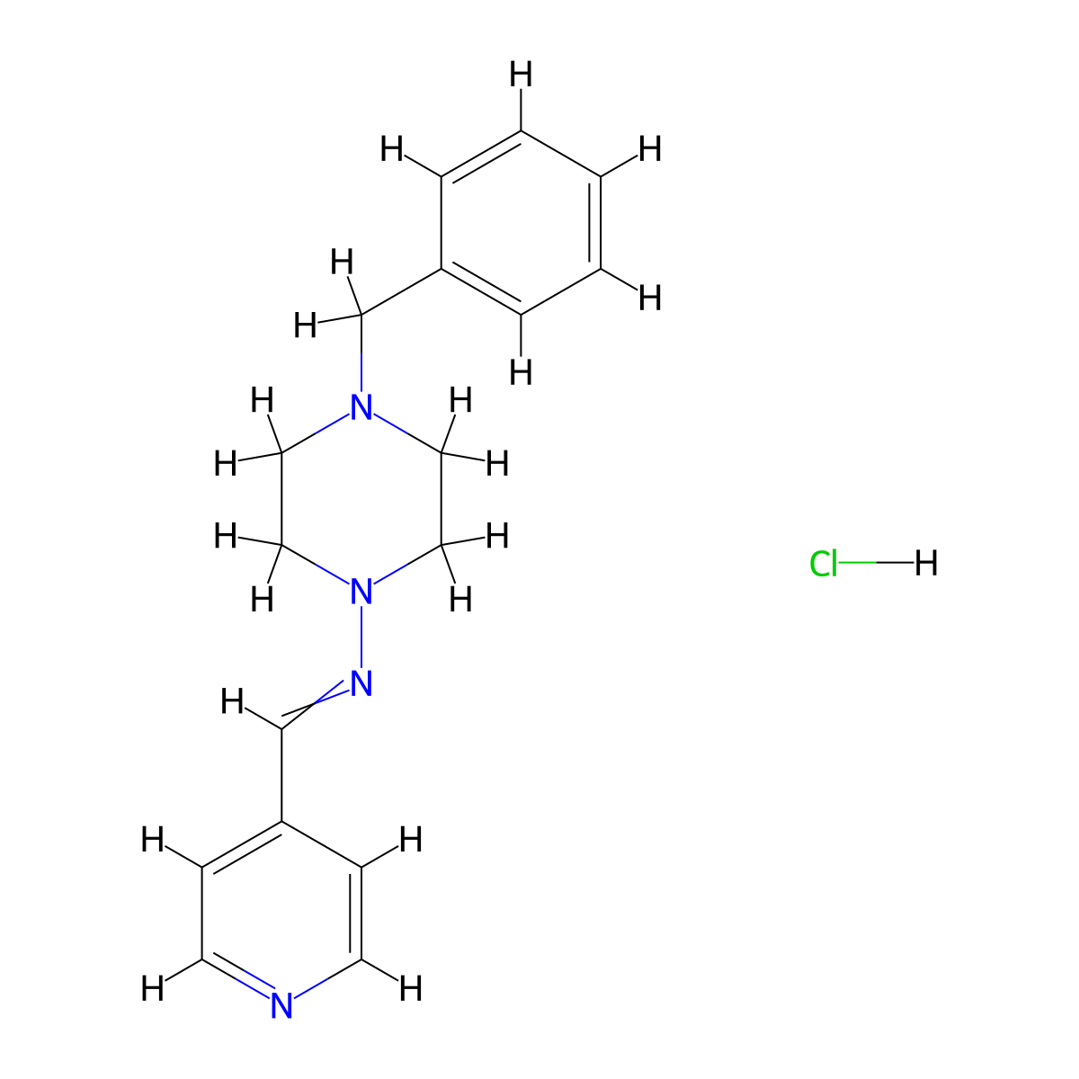 N-(4-Benzylpiperazin-1-yl)-1-pyridin-4-ylmethanimine;hydrochloride molecular structure, CAS 5792-98-3