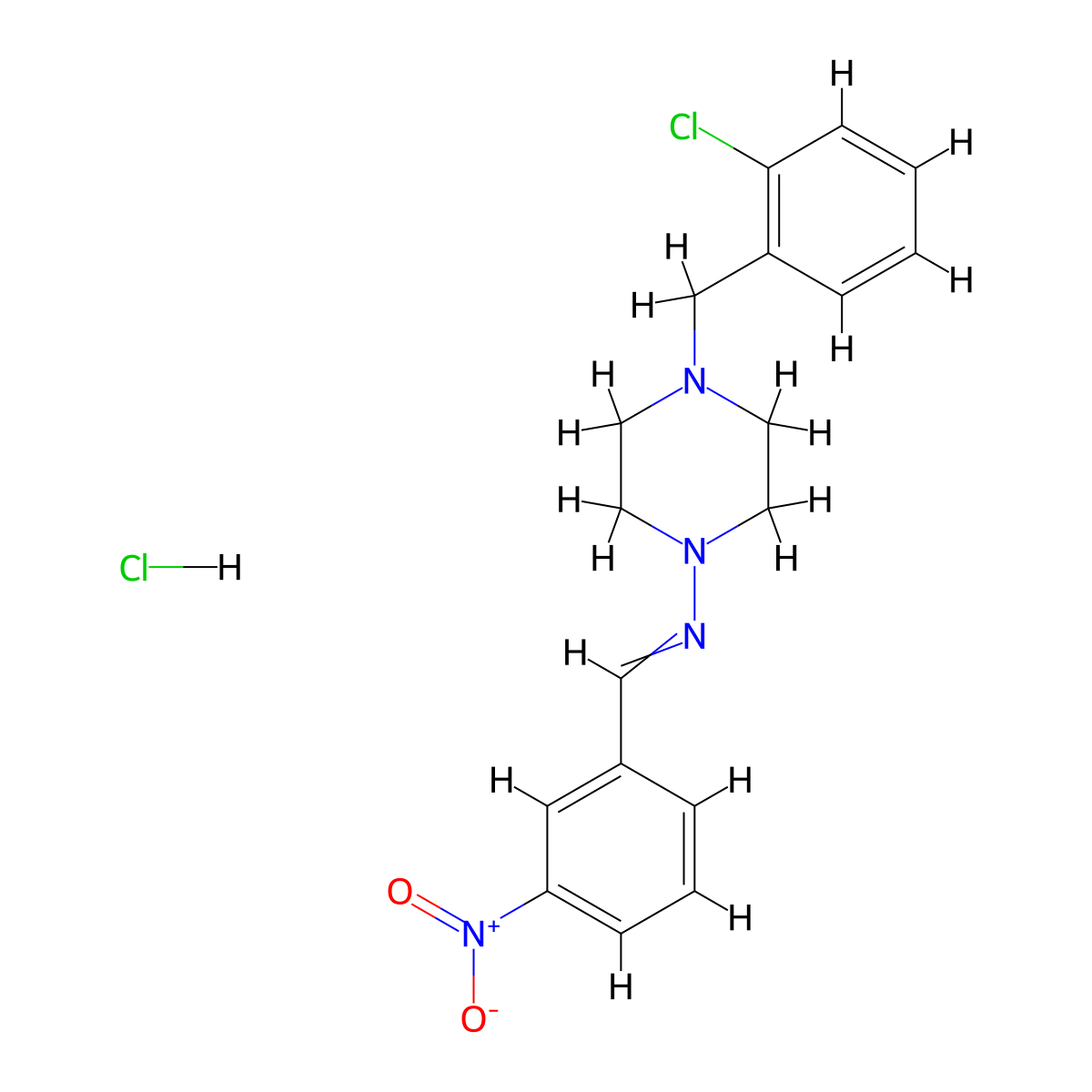 N-[4-[(2-chlorophenyl)methyl]piperazin-1-yl]-1-(3-nitrophenyl)methanimine hydrochloride molecular structure, CAS 5793-00-0