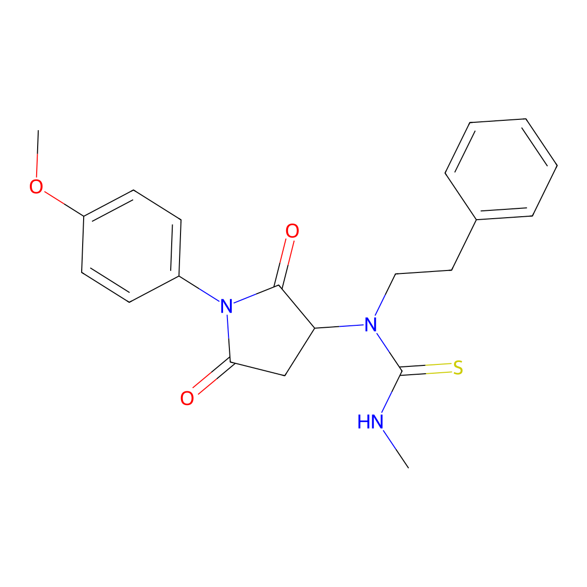 N-[1-(4-Methoxyphenyl)-2,5-dioxopyrrolidin-3-yl]-N'-methyl-N-(2-phenylethyl)thiourea molecular structure, CAS 5793-60-2