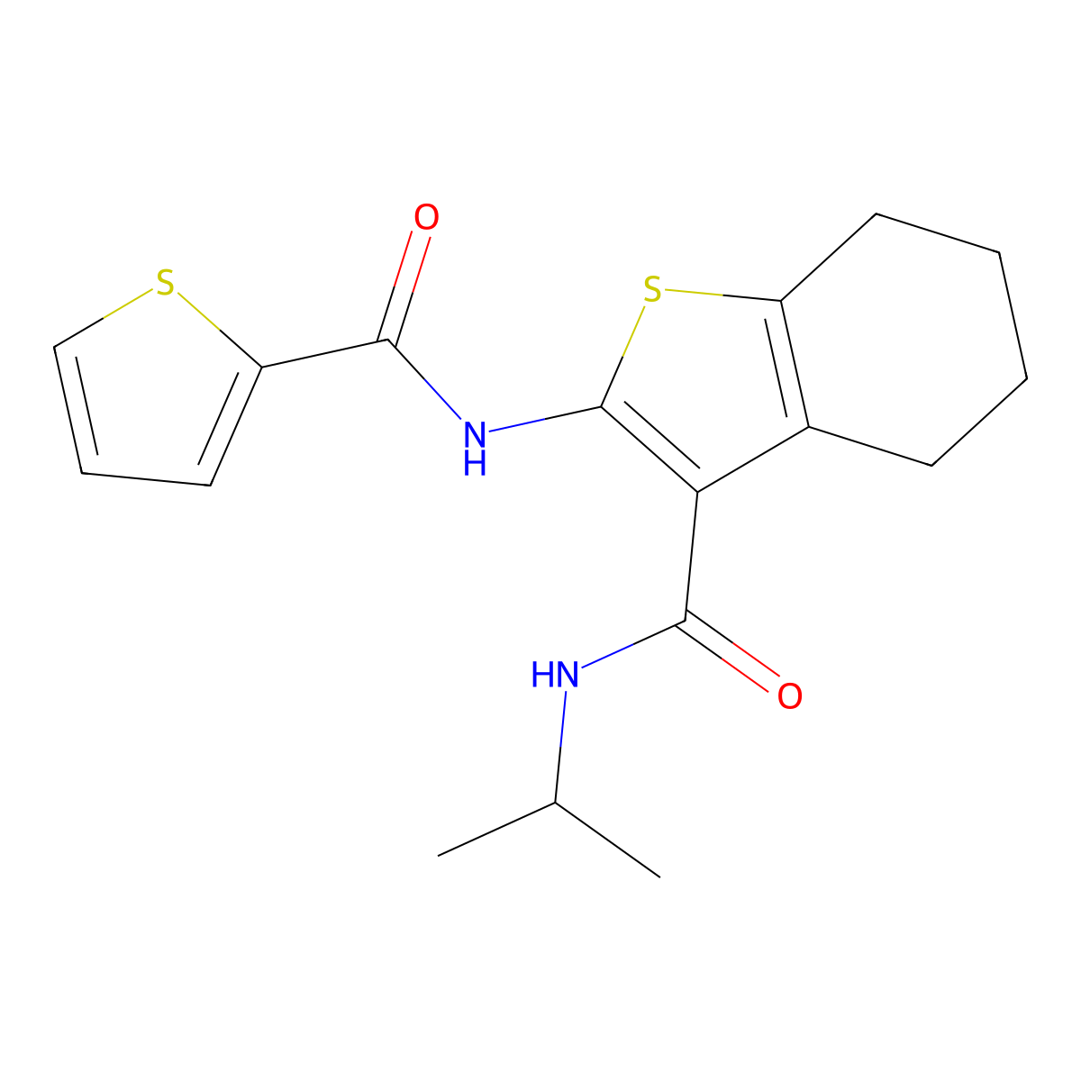 N-(propan-2-yl)-2-[(thiophen-2-ylcarbonyl)amino]-4,5,6,7-tetrahydro-1-benzothiophene-3-carboxamide molecular structure, CAS 5794-55-8