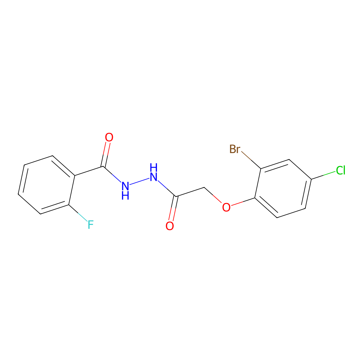 N'-[2-(2-bromo-4-chlorophenoxy)acetyl]-2-fluorobenzohydrazide molecular structure, CAS 5794-56-9