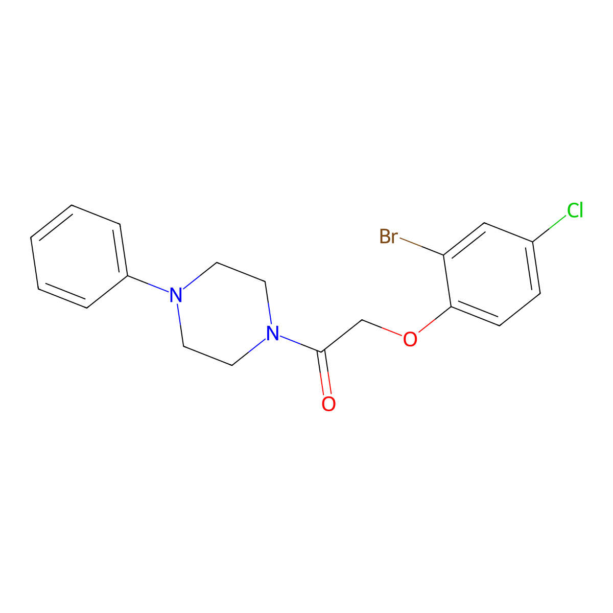 2-(2-Bromo-4-chlorophenoxy)-1-(4-phenylpiperazin-1-yl)ethanone molecular structure, CAS 5794-94-5