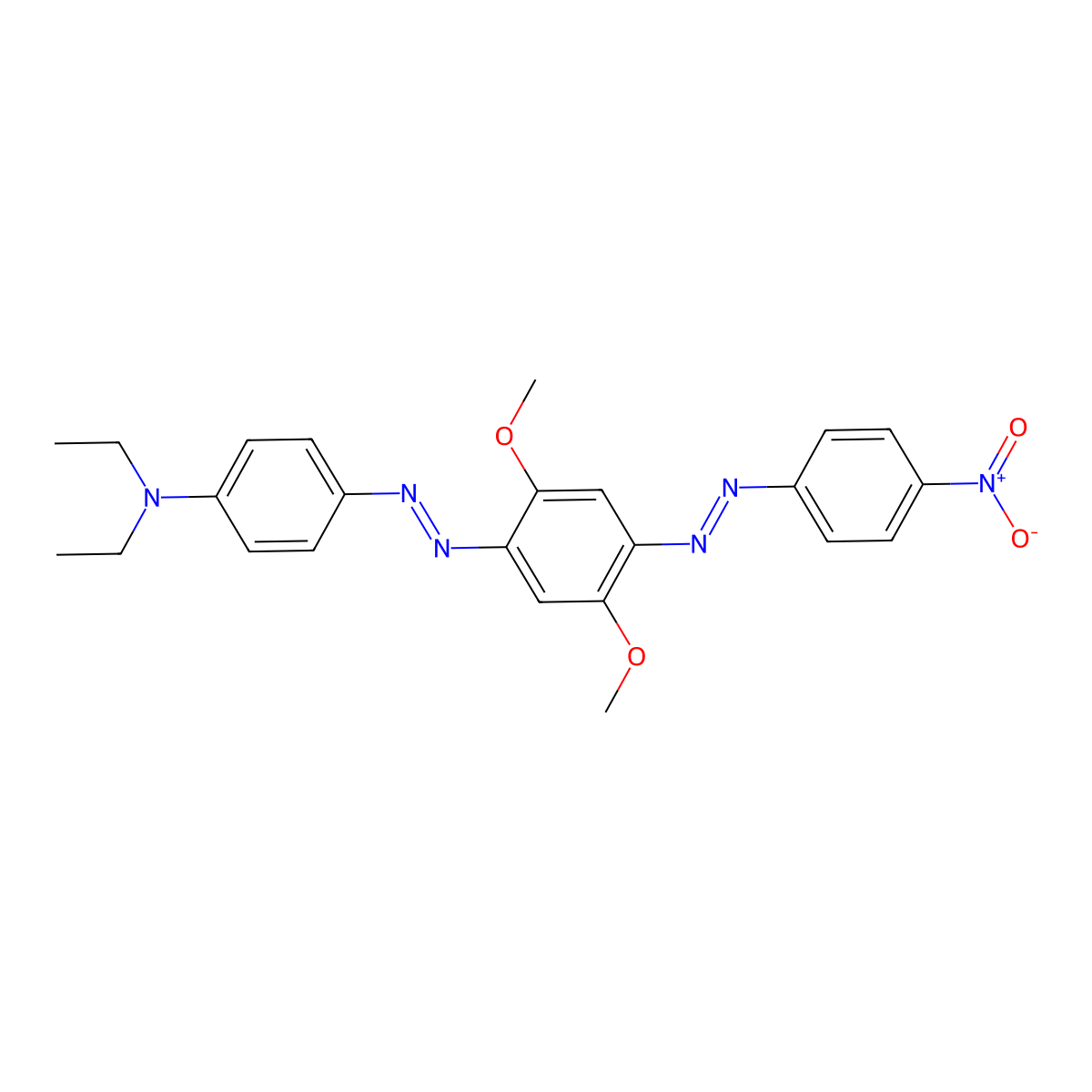Benzenamine, 4-(2-(2,5-dimethoxy-4-(2-(4-nitrophenyl)diazenyl)phenyl)diazenyl)-N,N-diethyl- molecular structure, CAS 57943-75-6